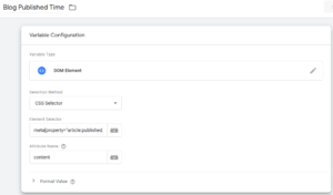 blog published time GTM variable